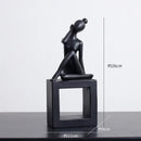 Minimalist black & white abstract resin sculpture living room decor