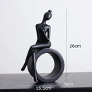 Minimalist black & white abstract resin sculpture living room decor