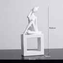 Minimalist black & white abstract resin sculpture living room decor