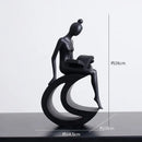 Minimalist black & white abstract resin sculpture living room decor