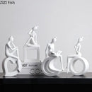 Minimalist black & white abstract resin sculpture living room decor