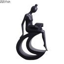 Minimalist black & white abstract resin sculpture living room decor