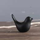Minimalist black & white ceramic bird figurine set living room decor