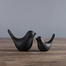 Minimalist black & white ceramic bird figurine set living room decor