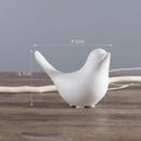 Minimalist black & white ceramic bird figurine set living room decor