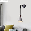 Minimalist black & white conical wall light – bedroom iron wall sconce