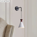 Minimalist black & white conical wall light – bedroom iron wall sconce