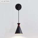 Minimalist black & white conical wall light – bedroom iron wall sconce