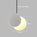 Minimalist black & white crescent moon pendant chandelier bedroom light