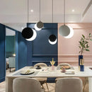 Minimalist black & white crescent moon pendant chandelier bedroom light