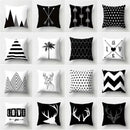 Minimalist black & white flocking pillowcase living room cushion cover