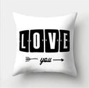 Minimalist black & white flocking pillowcase living room cushion cover