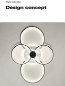 Minimalist black & white floral ring ceiling lamp living room