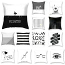 Minimalist black & white geometric cushion cover living room decor