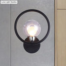 Minimalist black & white glass ball wall sconce bedroom light