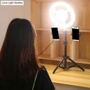 Minimalist black & white led ring light phone holder bedroom fixture