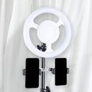 Minimalist black & white led ring light phone holder bedroom fixture