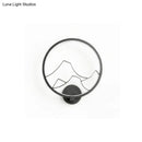 Minimalist black & white mountain acrylic ring wall lamp bedroom