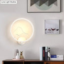Minimalist black & white mountain acrylic ring wall lamp bedroom