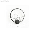 Minimalist black & white mountain acrylic ring wall lamp bedroom