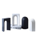 Minimalist black & white semicircular arch bookends living room decor