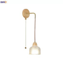 Minimalist brass and clear glass wall light bedroom pull chain switch