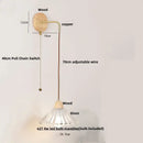 Minimalist brass and clear glass wall light bedroom pull chain switch