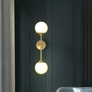 Minimalist brass and frosted glass led wall lamp for dining room