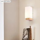 DecorBites™ Minimalist Geometric Stairs Wall Sconce - Cream Glass Single Flush Light in Wood