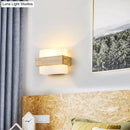 DecorBites™ Minimalist Geometric Stairs Wall Sconce - Cream Glass Single Flush Light in Wood