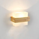 DecorBites™ Minimalist Geometric Stairs Wall Sconce - Cream Glass Single Flush Light in Wood