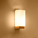 DecorBites™ Minimalist Geometric Stairs Wall Sconce - Cream Glass Single Flush Light in Wood