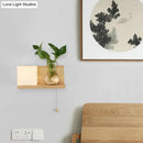 DecorBites™ Minimalist Geometric Stairs Wall Sconce - Cream Glass Single Flush Light in Wood