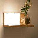 DecorBites™ Minimalist Geometric Stairs Wall Sconce - Cream Glass Single Flush Light in Wood