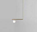 Minimalist brass and white glass ceiling light for kitchen island