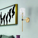Minimalist brass crystal cylindrical wall sconce living room light