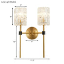 Minimalist brass crystal cylindrical wall sconce living room light