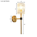 Minimalist brass crystal cylindrical wall sconce living room light