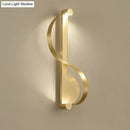 Minimalist brass curve led wall mount light for living room