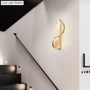Minimalist brass curve led wall mount light for living room