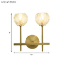 Minimalist brass faceted crystal wall sconce bedroom light direct wired