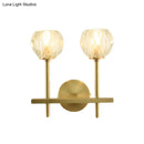 Minimalist brass faceted crystal wall sconce bedroom light direct wired