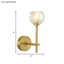 Minimalist brass faceted crystal wall sconce bedroom light direct wired