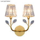 Minimalist brass finish crystal wall sconce bedroom wall light