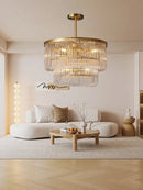 Minimalist brass glass bar chandelier living room crystal light