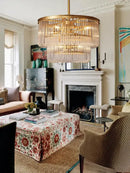 Minimalist brass glass bar chandelier living room crystal light