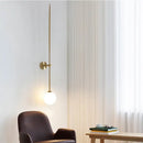 Minimalist brass led wall lights with frosted globe for bedroom