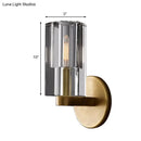 Minimalist brass ribbed glass wall sconce for living room