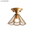 DecorBites™ Minimalist Brass Semi Flush Mount with Scalloped Metal - Single-Bulb Flush Mount Lighting