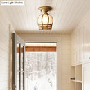 DecorBites™ Minimalist Brass Semi Flush Mount with Scalloped Metal - Single-Bulb Flush Mount Lighting